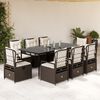 vidaXL Set comedor para jardín 9 pzas y cojines ratán sintético marrón