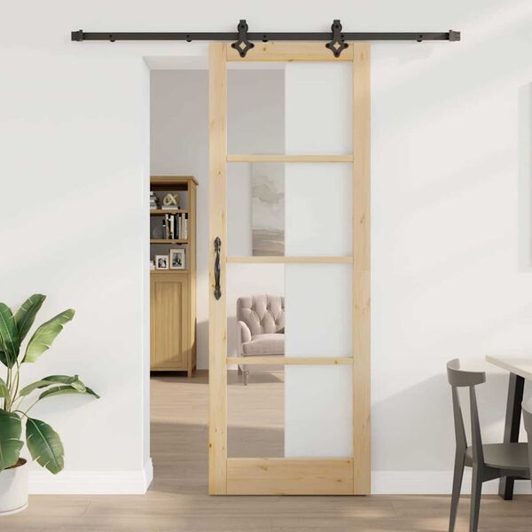 vidaXL Puerta Corredera ORKDAL Natural y negro 83 x 232 cm
