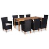 vidaXL Set de comedor de jard&iacute;n 9 pzas rat&aacute;n sint&eacute;tico negro y marr&oacute;n