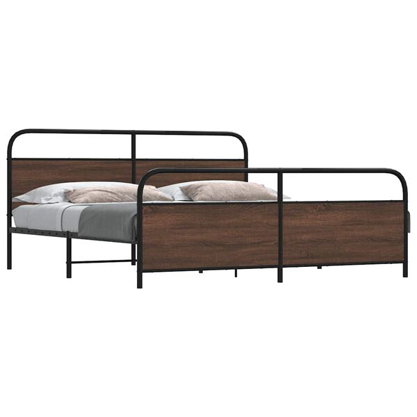 vidaXL Estructura de cama sin colchón metal roble marrón 180x200 cm