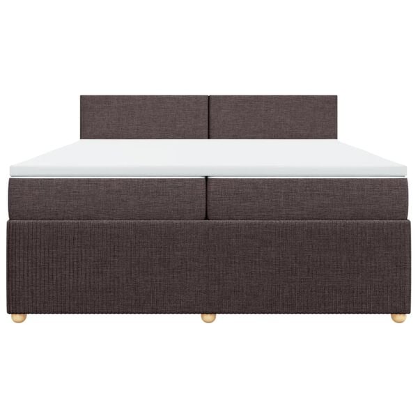 vidaXL Cama box spring con colch&oacute;n tela marr&oacute;n oscuro 200x200 cm