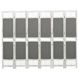 vidaXL Biombo divisor de 6 paneles de tela gris 210x165 cm