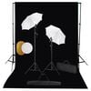 vidaXL Kit estudio fotogr&aacute;fico l&aacute;mparas sombrillas fondo y reflector