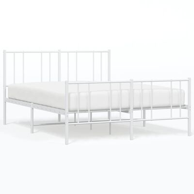 vidaXL Estructura cama metal con cabecero y estribo blanco 120x190 cm