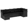 vidaXL Set de comedor de jard&iacute;n 7 pzas y cojines rat&aacute;n sint&eacute;tico negro