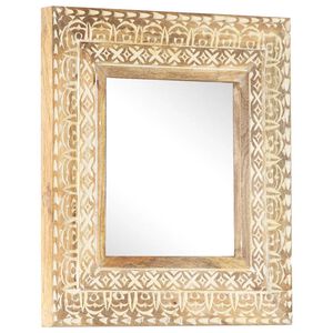vidaXL Espejo tallado a mano madera maciza de mango 50x50x2,6 cm