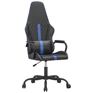 vidaXL Silla gaming con masaje cuero sint&eacute;tico azul y negro