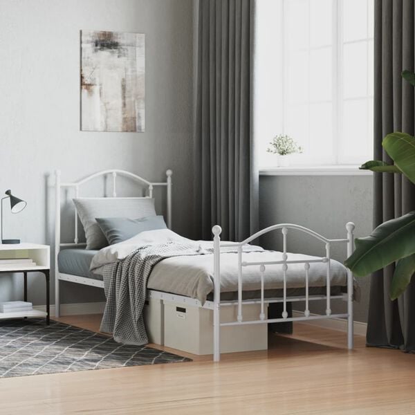 vidaXL Estructura cama sin colch&oacute;n con estribo metal blanco 80x200 cm