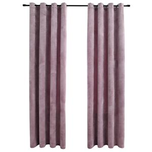 vidaXL Cortinas opacas anillas 2 uds terciopelo rosa viejo 140x175 cm