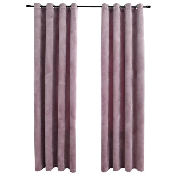 vidaXL Cortinas opacas anillas 2 uds terciopelo rosa viejo 140x175 cm