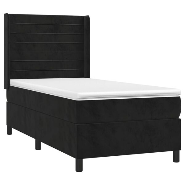 vidaXL Cama box spring con colch&oacute;n terciopelo negro 90x200 cm
