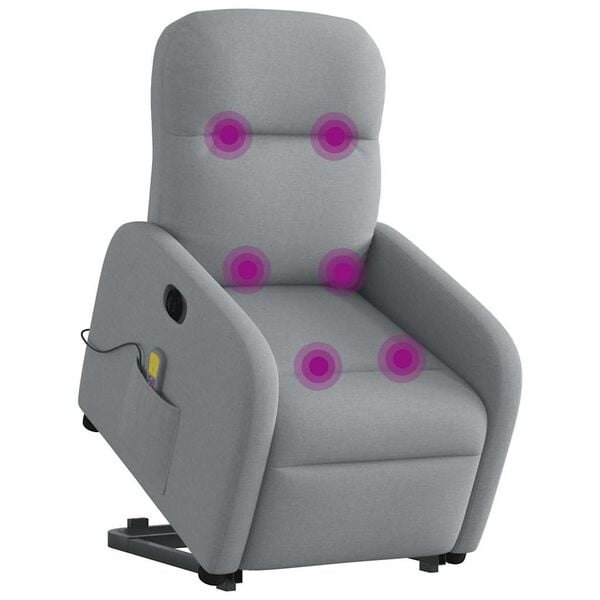 vidaXL Sill&oacute;n de masaje el&eacute;ctrico reclinable elevable tela gris claro