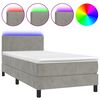 vidaXL Cama box spring colch&oacute;n y LED terciopelo gris claro 90x200 cm