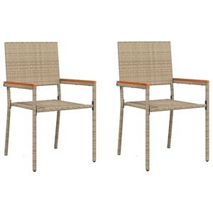 vidaXL Sillas apilables de jard&iacute;n 2 uds. Crema y marr&oacute;n
