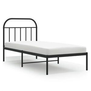 vidaXL Estructura cama sin colch&oacute;n con cabecero metal negro 90x190 cm
