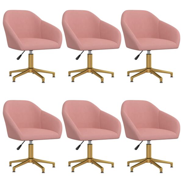 vidaXL Sillas de comedor giratorias 6 unidades de terciopelo rosa