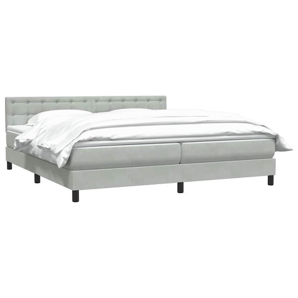 vidaXL Cama box spring con colch&oacute;n terciopelo gris claro 180x210 cm
