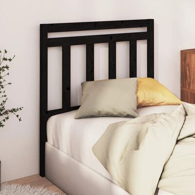 vidaXL Cabecero de cama madera maciza de pino negro 96x4x100 cm