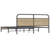 vidaXL Estructura de cama sin colch&oacute;n metal roble ahumado 180x200 cm