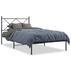 vidaXL Estructura cama sin colch&oacute;n con cabecero metal negro 107x203 cm