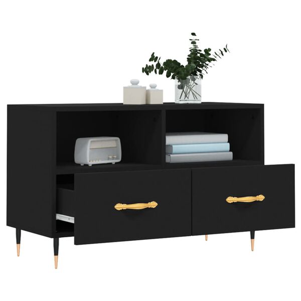 vidaXL Mueble para TV madera contrachapada negro 80x36x50 cm