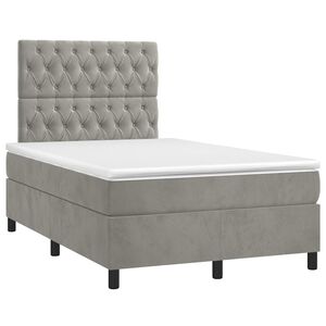 vidaXL Cama box spring con colch&oacute;n terciopelo gris claro 120x190 cm