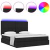 vidaXL Cama con tira de luces LED con cabecera Negro 180 x 200 cm tela
