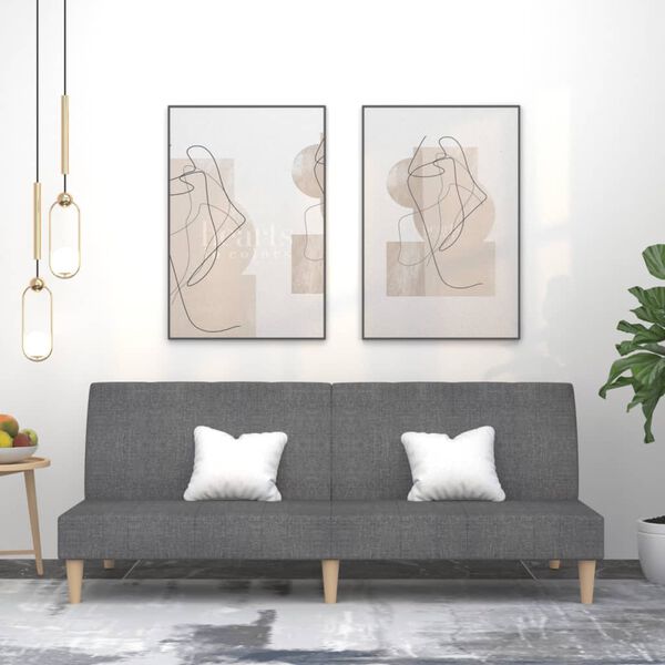 vidaXL Sof&aacute; cama de 2 plazas tela gris claro