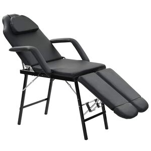 vidaXL Camilla de esteticista cuero sint&eacute;tico 185x78x76 cm negra