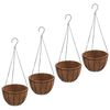 vidaXL Macetas colgantes 4 uds revestimiento coco acero negro &Oslash;40x63cm