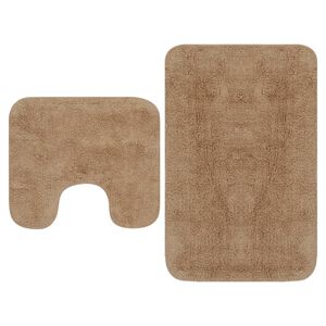 vidaXL Conjunto de alfombrillas de ba&ntilde;o de tela 2 piezas beige