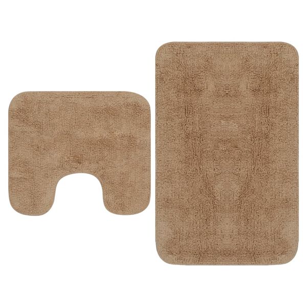 vidaXL Conjunto de alfombrillas de ba&ntilde;o de tela 2 piezas beige