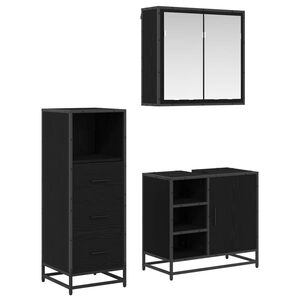 vidaXL Juego de muebles de ba&ntilde;o 3 uds. Roble Negro 65 x 33 x 60 cm