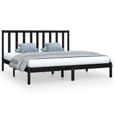 vidaXL Estructura de cama madera maciza Super King negra 180x200 cm