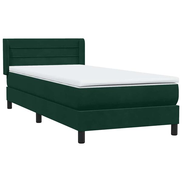 vidaXL Cama box spring con colch&oacute;n terciopelo verde oscuro 100x220 cm