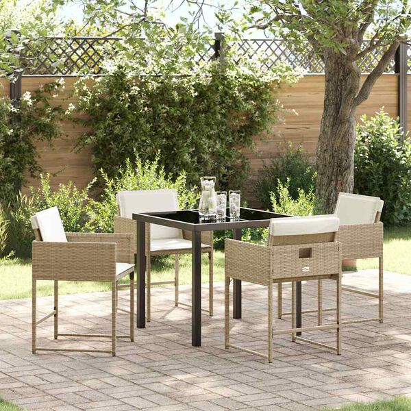 vidaXL Conjunto de Comedor de Jard&iacute;n 5 pcs Beige rat&aacute;n sint&eacute;tico