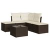 vidaXL Set sof&aacute;s de jard&iacute;n 6 piezas y cojines rat&aacute;n sint&eacute;tico marr&oacute;n