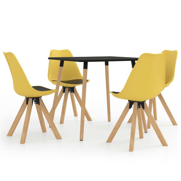 vidaXL Juego de comedor 5 piezas negro y amarillo