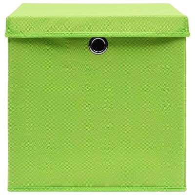 vidaXL Cajas de almacenaje con tapas 10 uds verde 28x28x28 cm