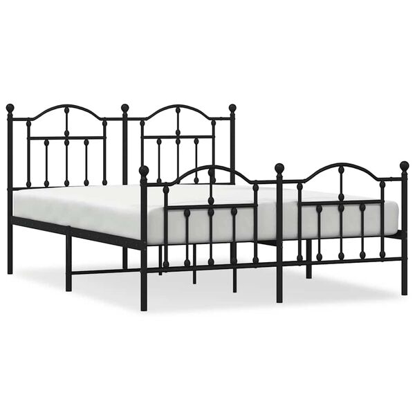 vidaXL Estructura cama sin colch&oacute;n con estribo metal negro 140x190 cm