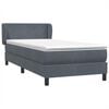 vidaXL Cama box spring con colch&oacute;n terciopelo gris oscuro 100x220 cm
