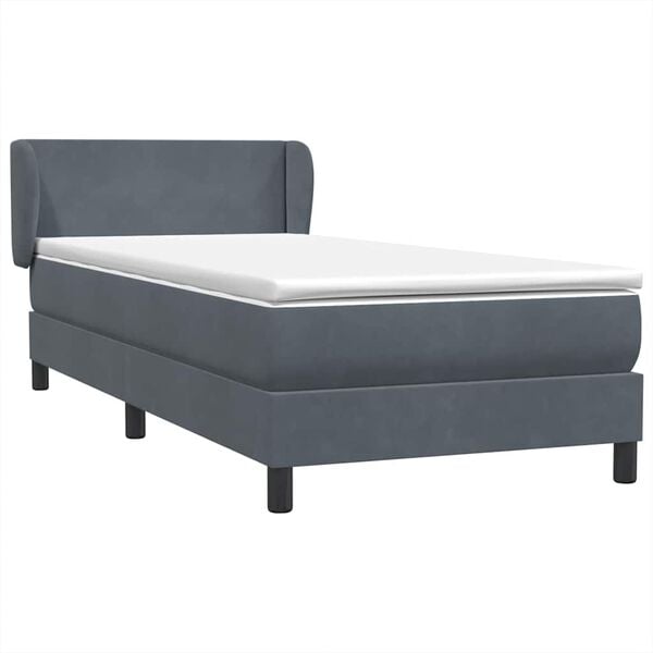 vidaXL Cama box spring con colch&oacute;n terciopelo gris oscuro 100x220 cm