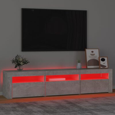 vidaXL Mueble de TV con luces LED gris hormigón 180x35x40 cm