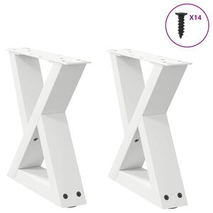 vidaXL Patas para mesa de centro (2 unidades), color blanco, 30 x (30-31,3) cm, acero