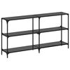 vidaXL Mesa consola con superficie de vidrio negro acero 158,5x30x81cm