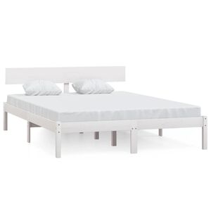 vidaXL Estructura cama doble peque&ntilde;a sin colch&oacute;n madera maciza blanco