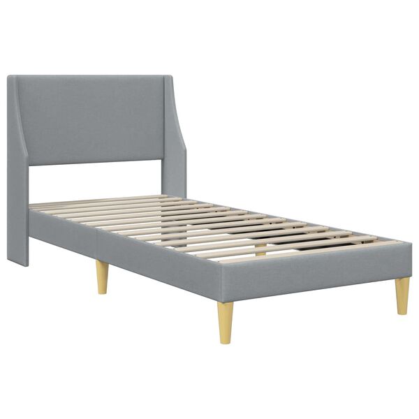 vidaXL Estructura de cama con colch&oacute;n Gris Claro 90 x 200 cm Poli&eacute;ster