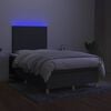 vidaXL Cama box spring con colch&oacute;n y LED tela marr&oacute;n oscuro 120x190 cm
