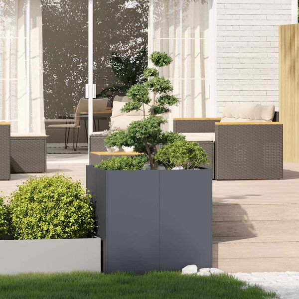 vidaXL Jardinera acero gris antracita 80x80x80 cm