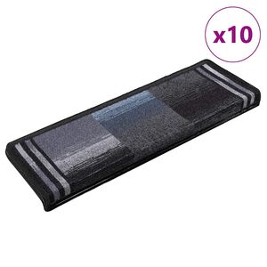vidaXL Alfombrilla escalera autoadhesivas 10uds negro y gris 65x21x4cm